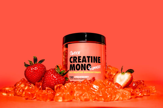 Creatine monohydrate supplement jar representing brain and performance gains