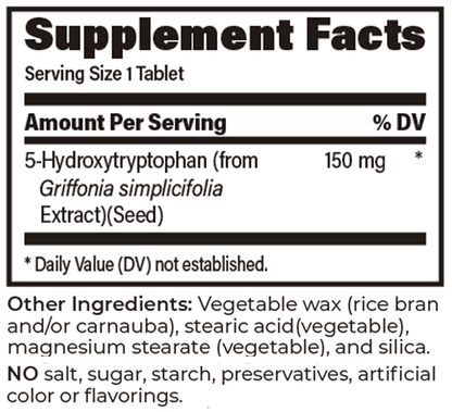 5-HTP SR 150mg 90 Tablets Supplement Facts