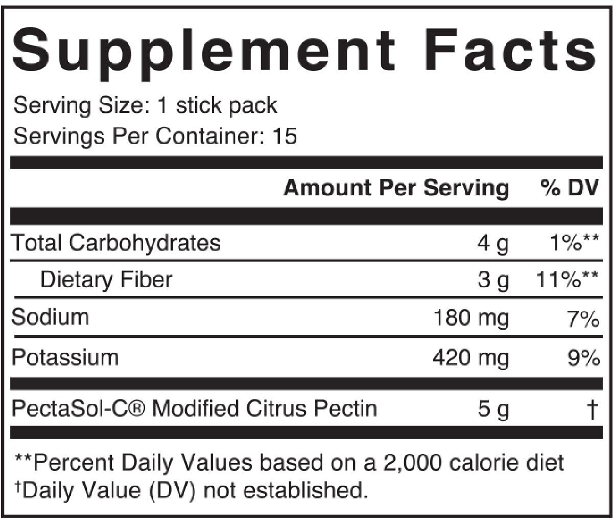 Pectasol Unflavored 15 Stick packs Supplement Facts