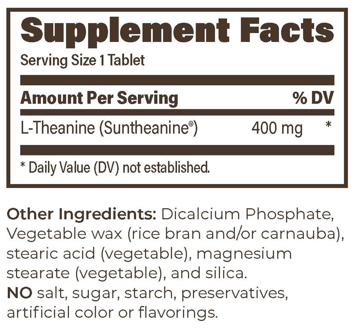 Suntheanine SR 400mg 30 Tablets Supplement Facts